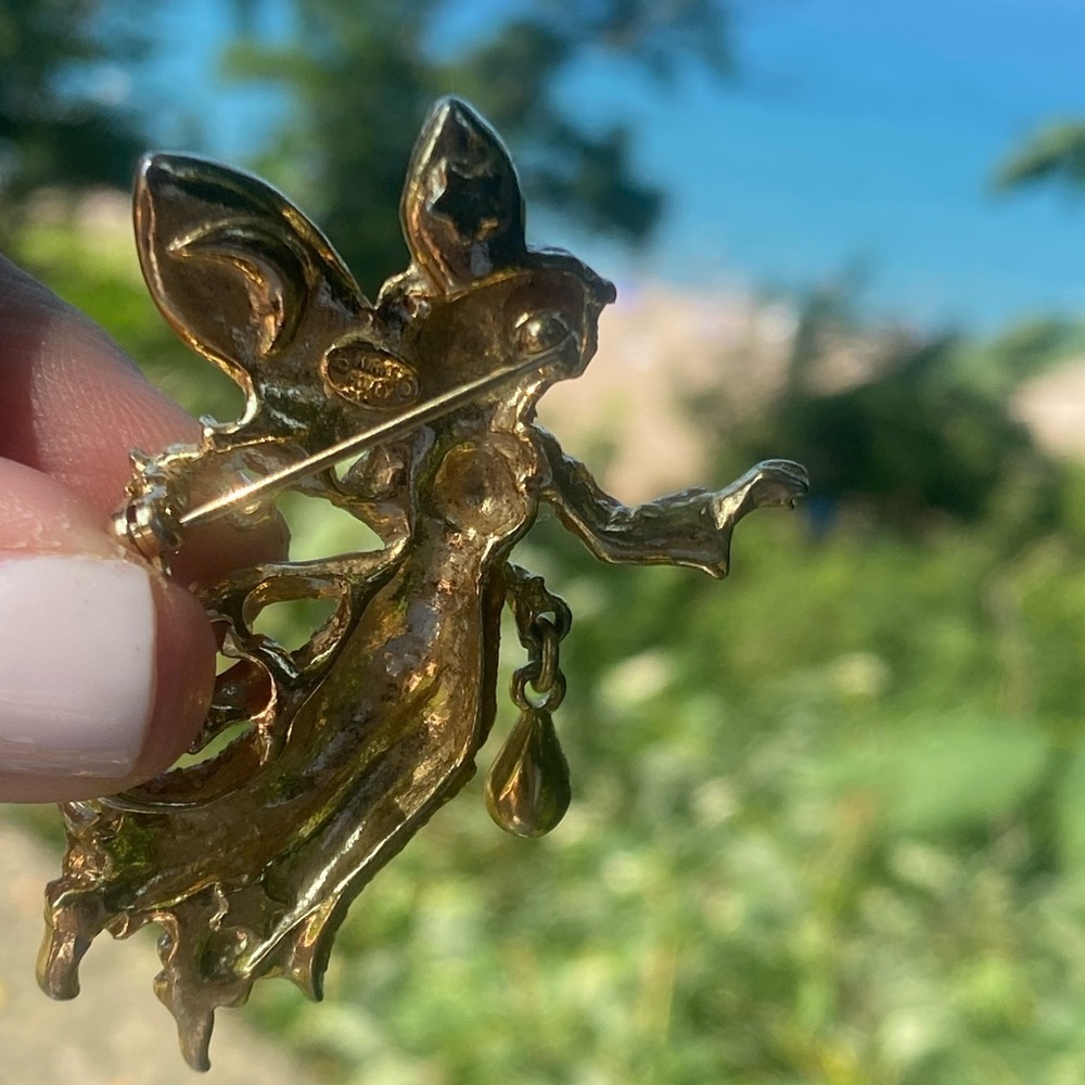 Kirks Folly fairy gold tone vintage crystal pin brooch - Picture 5 of 9